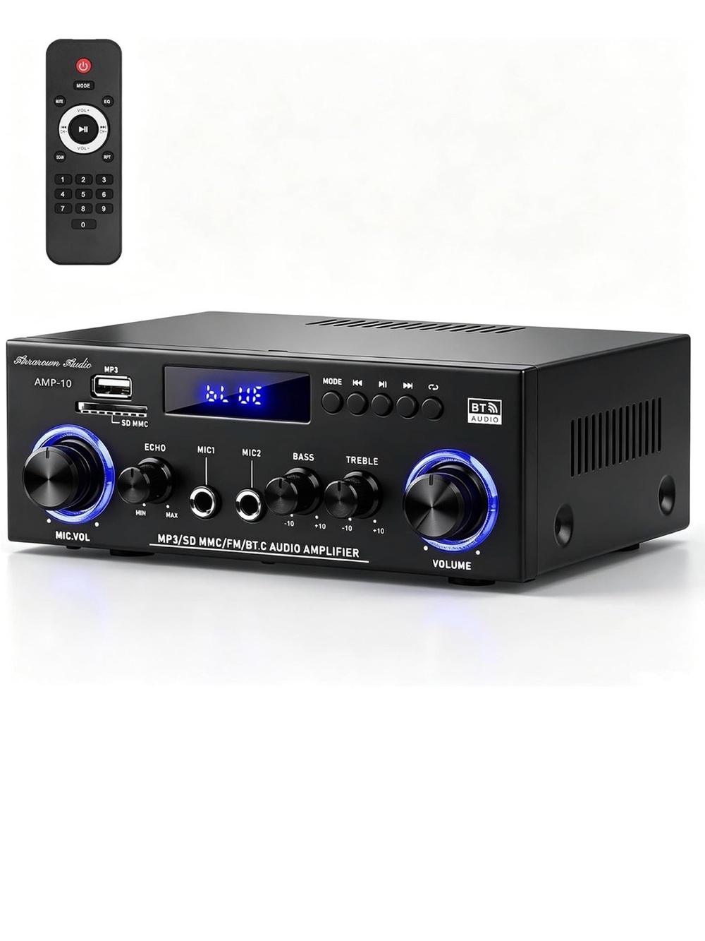 NWOT AMP-10 Bluetooth Audio Amplifiers 2.0CH 50WX2 RMS Stereo Amp Receiver